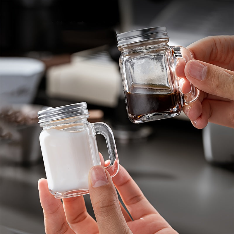 6pcs & 12pcs Mini Handle Cup 1.18oz Italian Espresso Cup – Glass Material, Easy to Carry – Perfect for Espresso – Sealed Glass Bottle for Camping