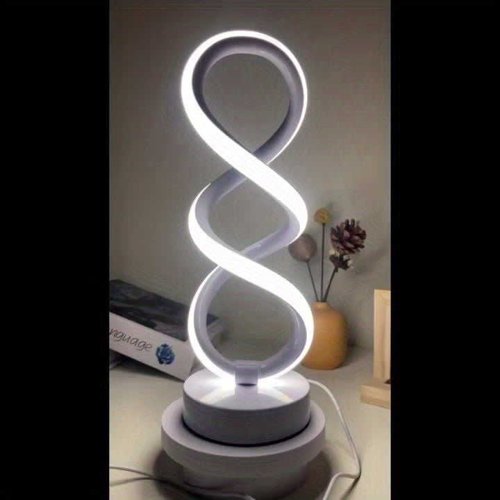 1/2-pack spiral LED table lamp, dimmable modern push-button control desk light, 10-level brightness adjustment, metal power supply, suitable for bedrooms, living rooms, offices and other indoor spaces, excellent home decoration