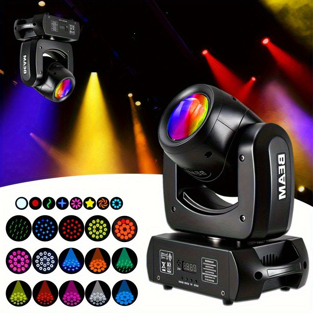 120W beam light, DJ lights, black moving head light, DJ lighting, moving head light, spotlight, LED stage light - LED DMX512 control, with 8 colors and 8 gobo patterns, 18-facet prism, voice/sound activation, aluminum alloy housing