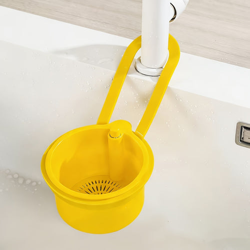1 Piece – Press-Type No-Mess Sink Strainer, Food Residue Filter Basket, Food Waste Processor, Hanging Sink Drain Basket, One-Button Press Drain Basket, Removable Drain Basket, Sponge Drain Basket, Cloth Drain Basket