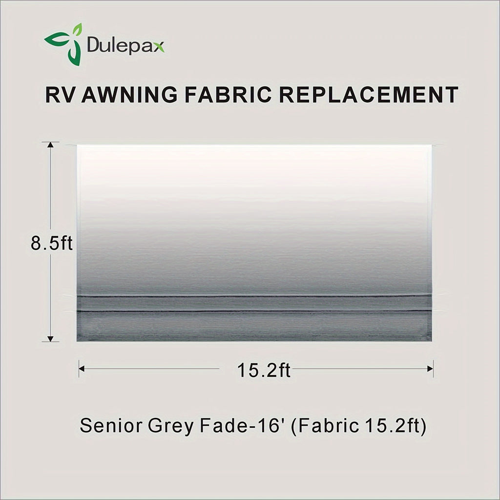 RV Awning Fabric Replacement Heavy Duty 16oz Vinyl Fabric - Universal RV Awning Replacement for All Brands - Premium Faded Grey Blue