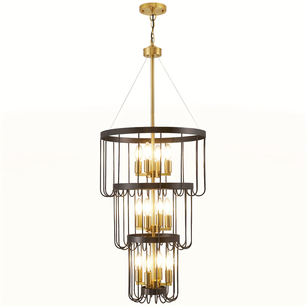 Farmhouse lighting lantern trapezoidal pendant light, modern hall lighting fixture, large chandelier for entryway, high ceiling