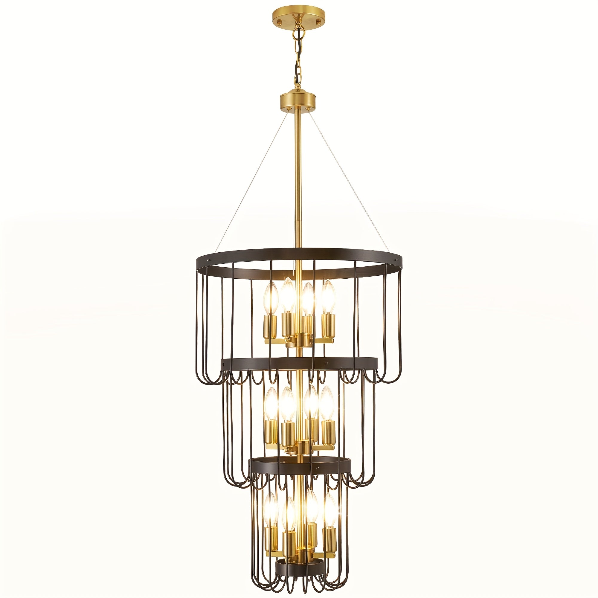 Farmhouse lighting lantern trapezoidal pendant light, modern hall lighting fixture, large chandelier for entryway, high ceiling