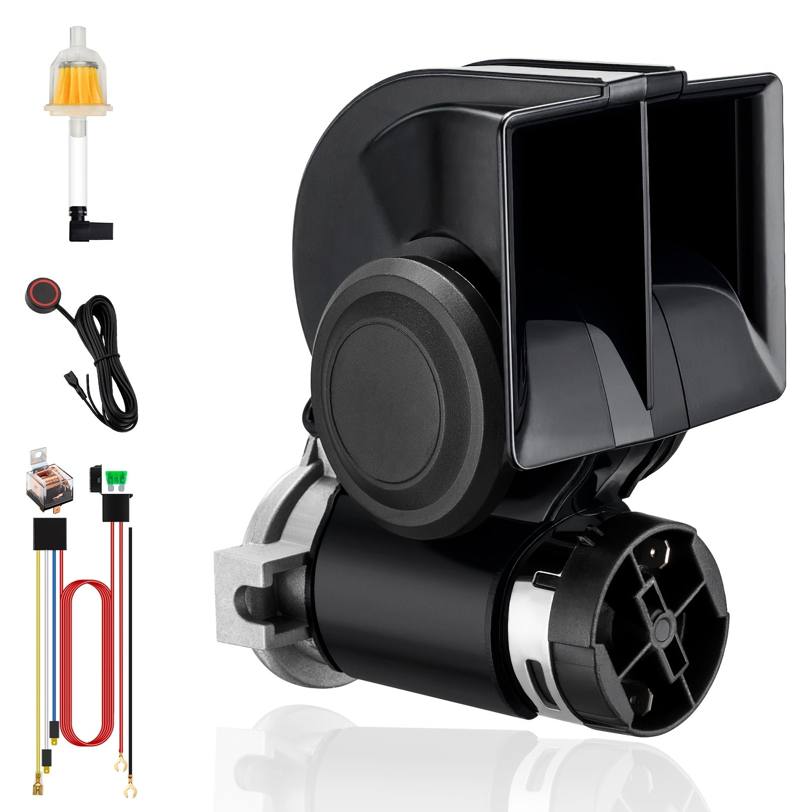 ALLREY 12V Loud Truck Horn Electric Snail Air Horn Kit with Relay Wiring Harness, Suitable for Vehicles, Motorcycles, Boats