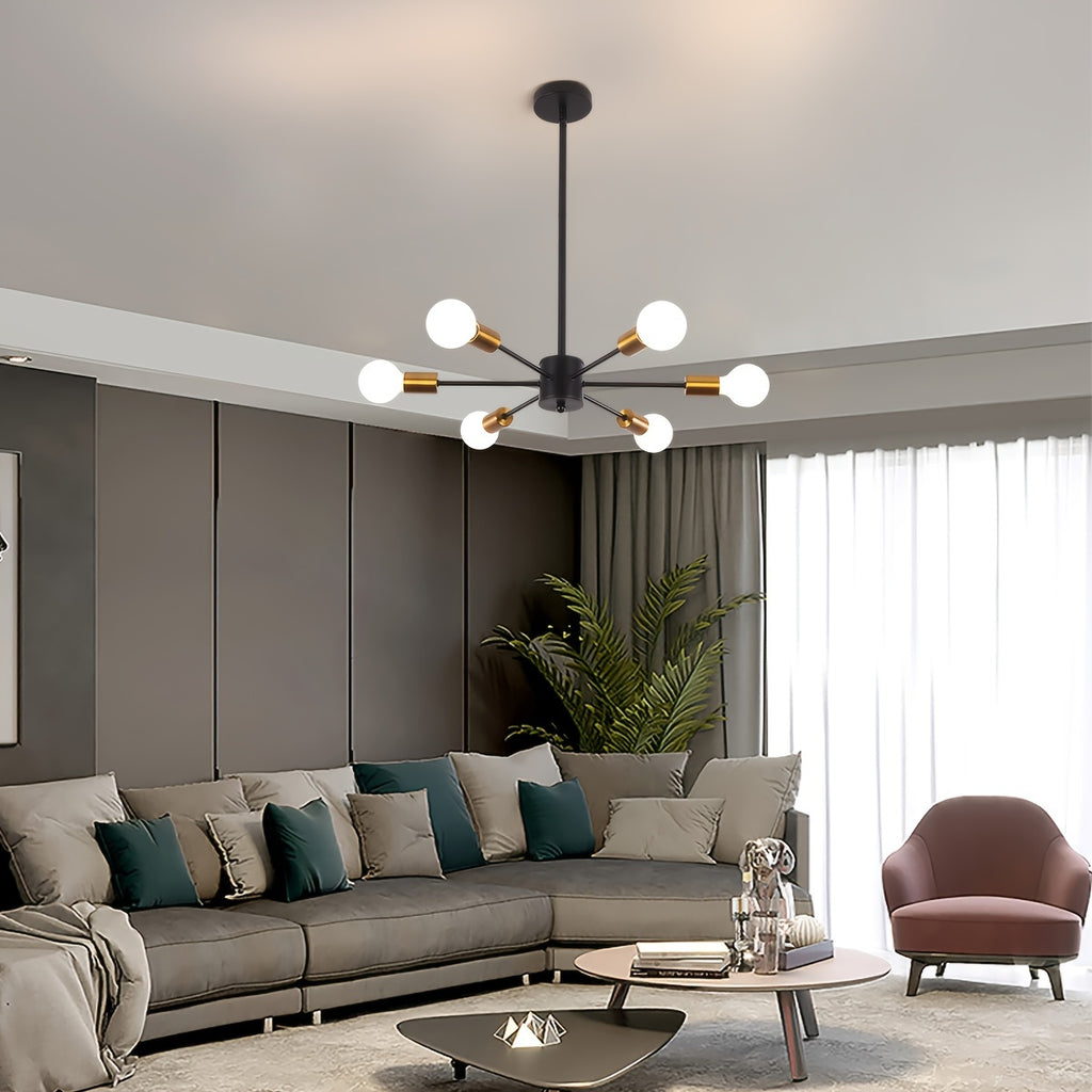 Enncll 10-Light Semi-Flush Mount Ceiling Light, Mid-Century Style, Black Ceiling Light, Modern Pendant Kitchen Light, Ceiling Light & Dining Room Light, Suitable for Bedroom, Entryway, Hallway, Living Room Modern Light