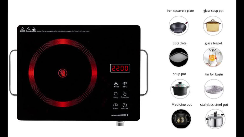 Electric Ceramic Cooktop, 2200W – 2200W Infrared Electric Stove, Home Cooking Stove, US Standard 110V