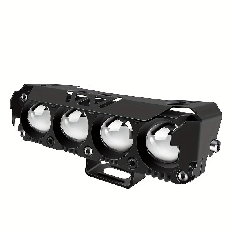 An ultra-bright 4-eye LED light bar, auxiliary light-emitting spotlight for motorcycles, white and yellow external motorcycle spot light, suitable for off-road vehicles - high-intensity dual-color white and yellow beam auxiliary light