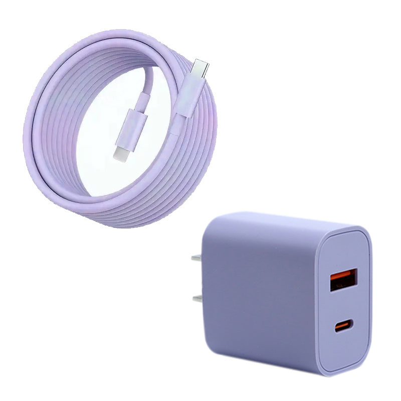 A Fast Dual USB-C Adapter with Two Ports for Quick Charging, Featuring a 6-Foot Cable, Compatible with Android Devices, Tablets, And More, Perfect for The Holiday Season