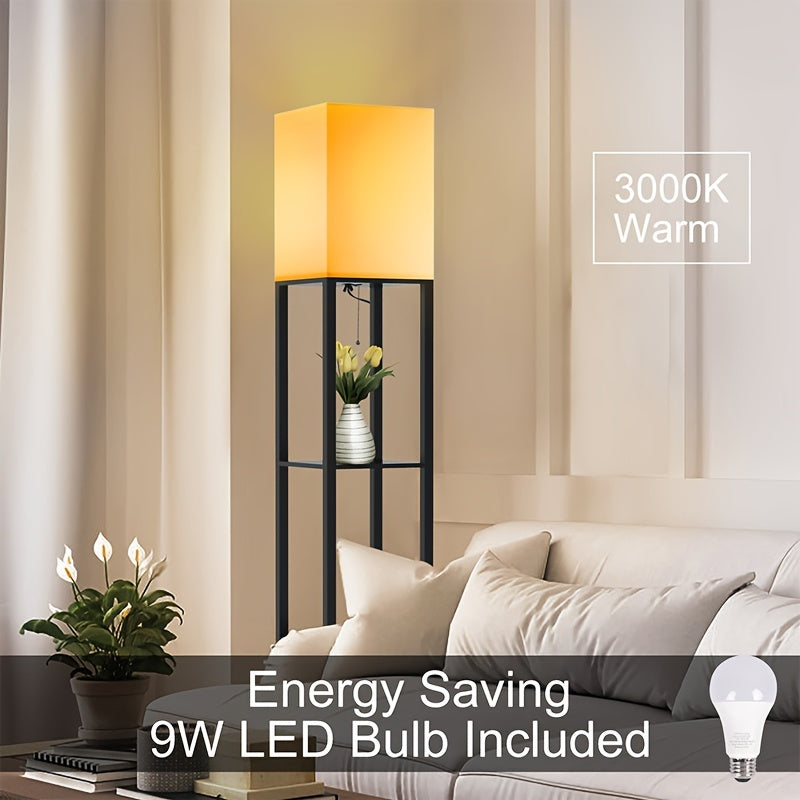 1 piece shelf pole lamp, modern 3-tier 9W LED bulb reading bedside light, narrow corner night light suitable for bedroom and living room