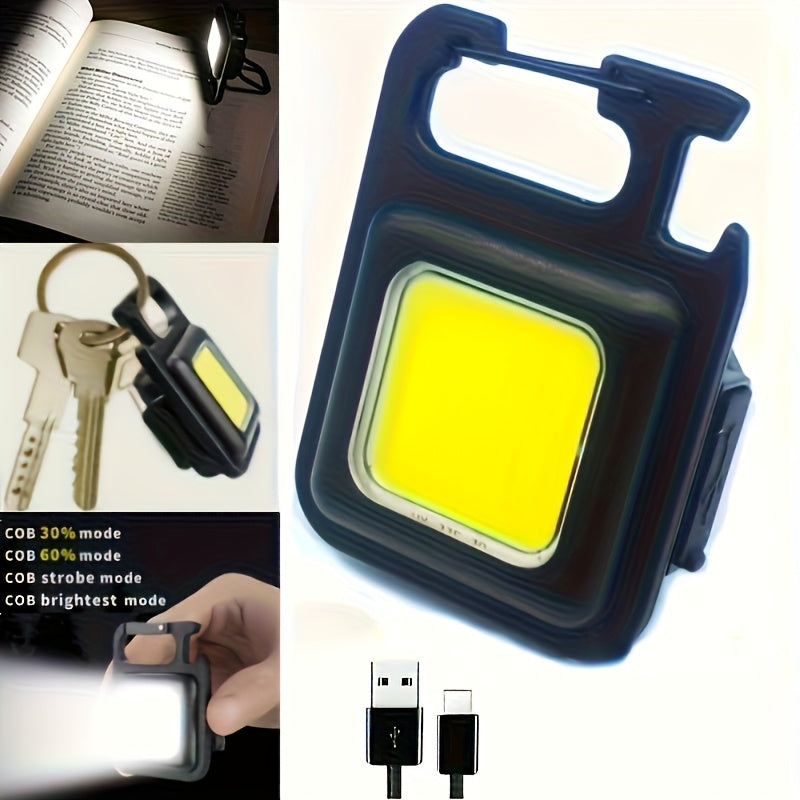 New USB Rechargeable COB Work Light, Portable Multifunctional Flashlight, Keychain Light, Outdoor Mini Light