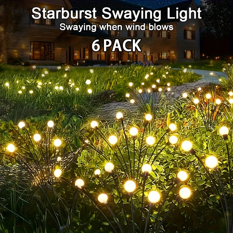 6 Pack Smart Solar Firefly LED Light for Outdoor Decoration, Equipped with Smart Sensor, Perfect for Garden, Patio, Walkway and Party Events