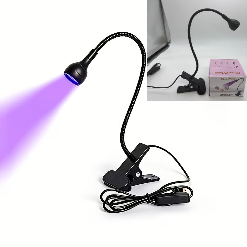USB mini UV nail curing lamp, clip-on flexible metal tube, portable UV LED nail lamp, quick gel nail drying lamp, nail dryer, bendable positioning, small desk lamp for dorm bedroom, home DIY nail tool