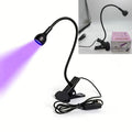 USB mini UV nail curing lamp, clip-on flexible metal tube, portable UV LED nail lamp, quick gel nail drying lamp, nail dryer, bendable positioning, small desk lamp for dorm bedroom, home DIY nail tool
