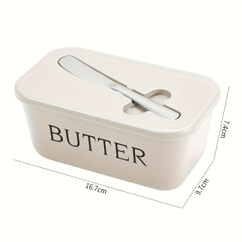 Premium Food Grade PP Butter Box with Cutter - Large Capacity Durable Easy Clean Countertop Butter Storage Container, Household Fresh Keeper, Streamlined Design Long Lasting
