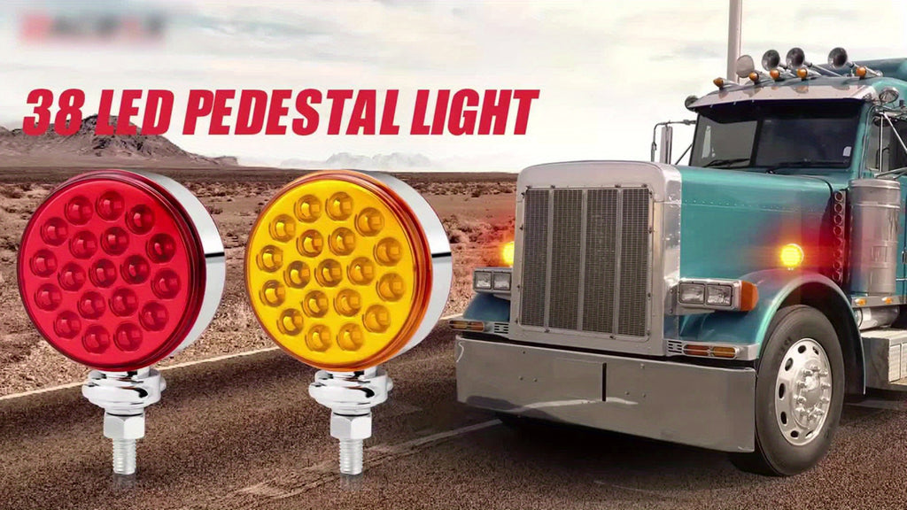 1 or 2-Pack 12V 24V LED Dual Round Light, Truck & Trailer Marker Light, Yellow & Red, Battery-Free