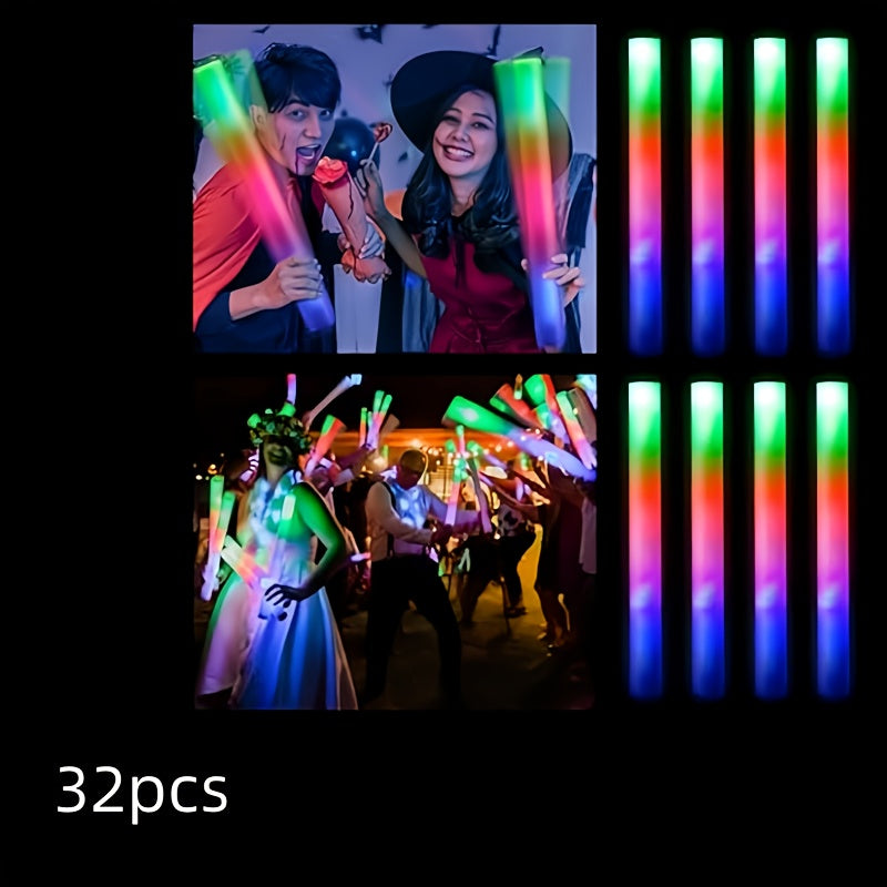32/56件3种模式闪光LED灯光棒在黑暗中闪光聚会用品灯光聚会婚礼生日音乐会圣诞节万圣节，派对用品大礼包