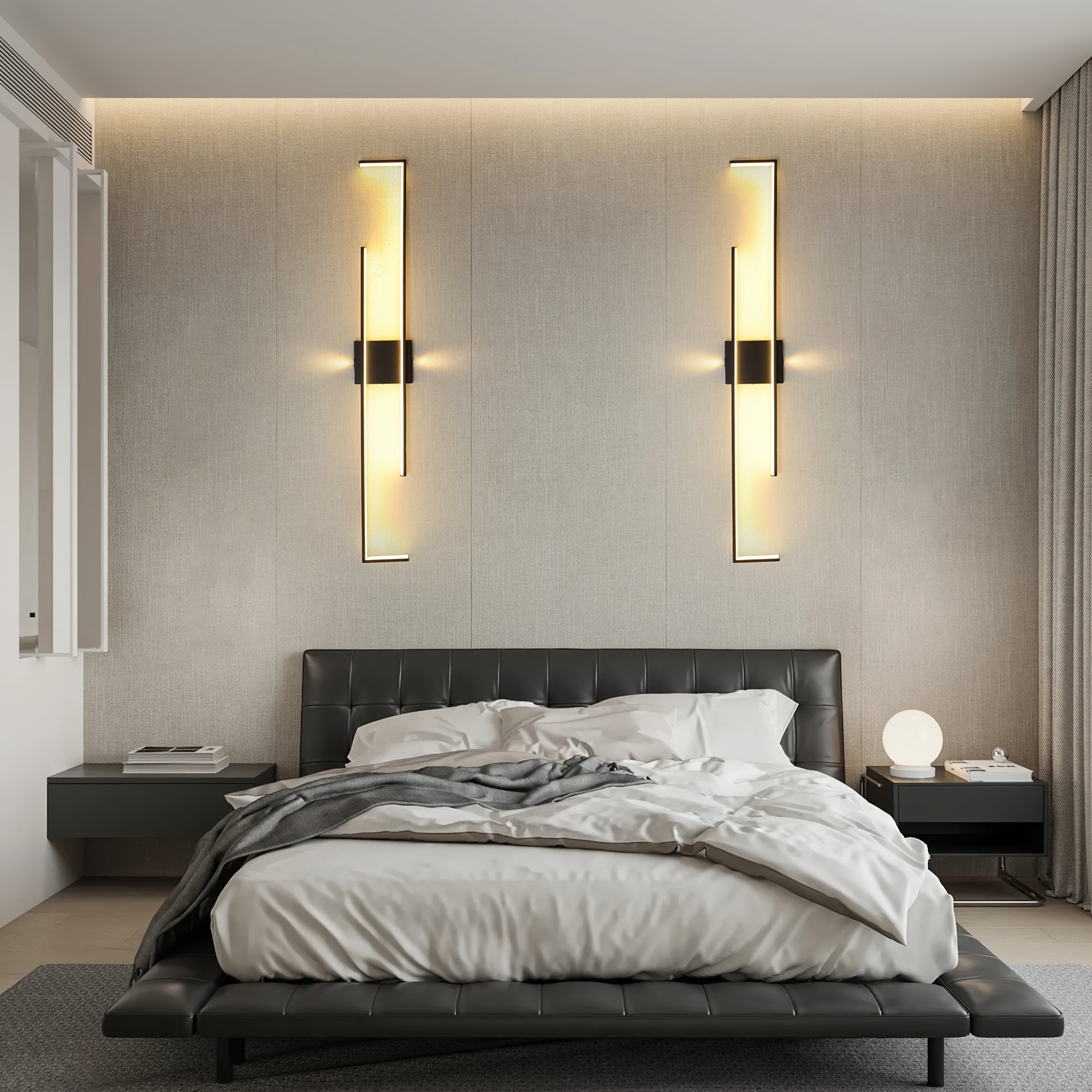 Ganeed Minimalist Geometric Wall Light - Adjustable LED Lighting with Remote Control, Length 43.3 Inches / 109 cm, Modern Art Design, Suitable for Bedroom, Living Room, Hallway, Stairs and Entryway - Easy to Install, Energy Saving
