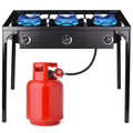 Outdoor Stove, 3-Burner, High-Pressure Propane Gas Camping Stove with Detachable Legs, Ideal for Camping & Patio, 225,000 BTU