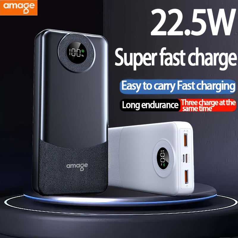 20000Mah Power Bank with PD22.5W Super Fast Charging, Portable Charger Featuring LED Power Display, Outdoor Emergency Backup Battery Pack, with Usb/Type-C/Micro Interfaces, Suitable for Iphone, Android, And Other Smartphones