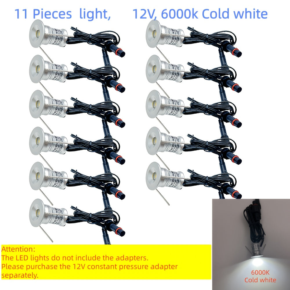 6个/11个 低压 12V 迷你地下灯，LED楼梯地面景观灯，1W楼梯甲板灯，12V花园灯，IP65户外15mm埋地LED灯，庭院、小路、露台装饰射灯