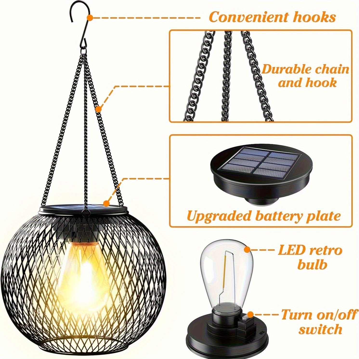 Outdoor Solar Light Upgraded Hanging Solar Light Outdoor Garden Christmas Decorative Lighting Solar Tree Light Perfect for Garden Courtyard Yard Patio Walkway, 2 Pack
