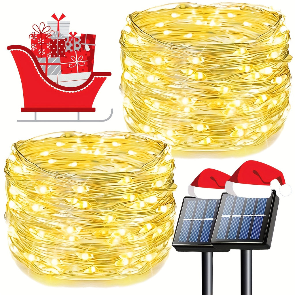 2个万圣节太阳能串灯，每个33英尺，共200个LED，8种模式的太阳能万圣节灯，适用于万圣节和圣诞节装饰