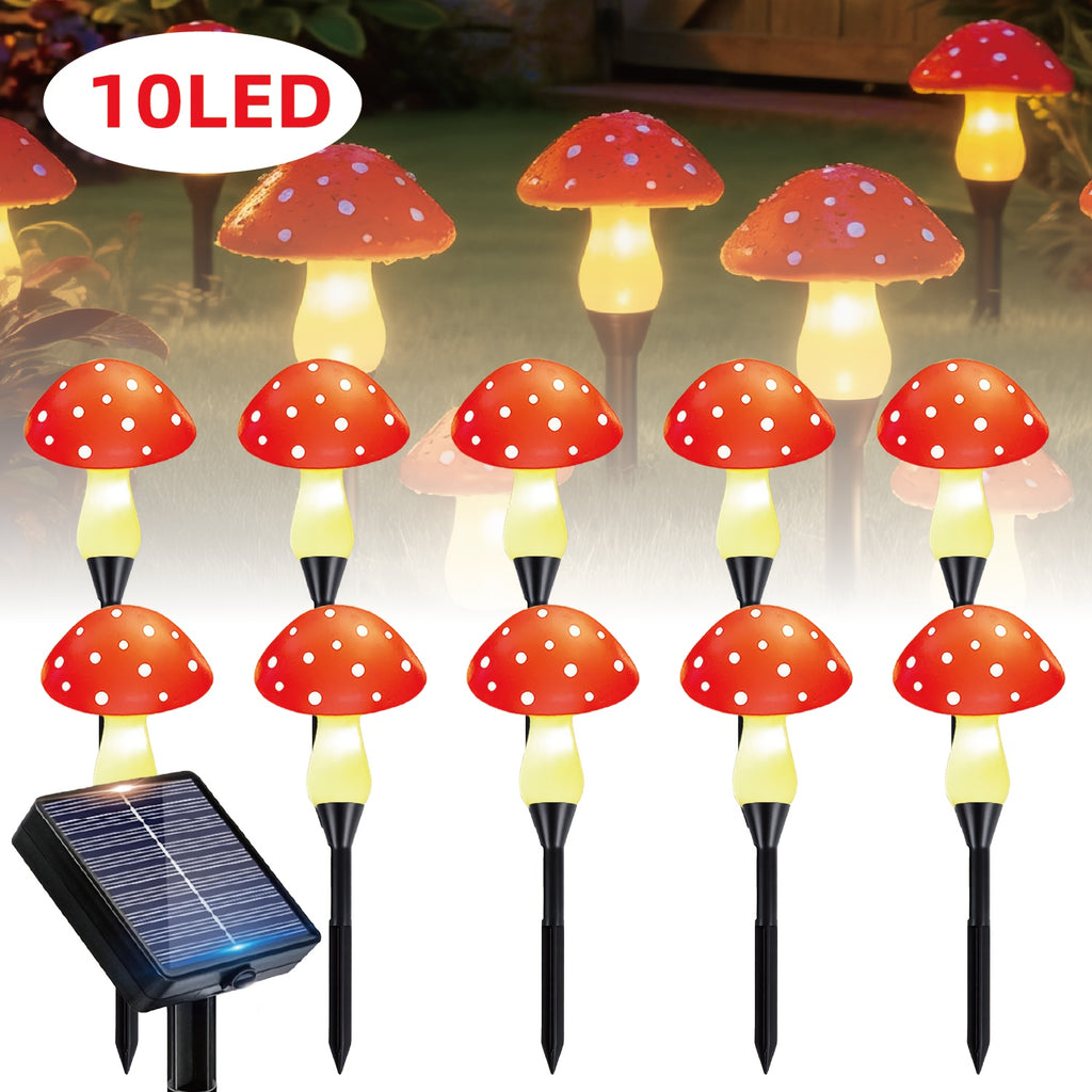 20/10 Pcs Outdoor Solar String Lights, LED Twinkling Fairy Mushroom Light, 12 Lighting Modes, Ground Insert Type, Red Mushroom Garden Decorative Light, Suitable for Party, Wedding, Camping, Lawn, Flower Bed, Valentine's Day