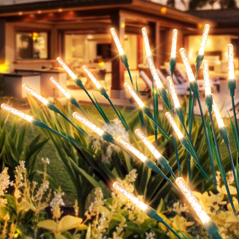 Solar Courtyard Light - IP65 Waterproof LED Outdoor Fairy Light, Swaying Reed Design, Suitable for Patio, Courtyard and Pathway Decoration, Solar Powered, Warm White Light Garden Solar Light