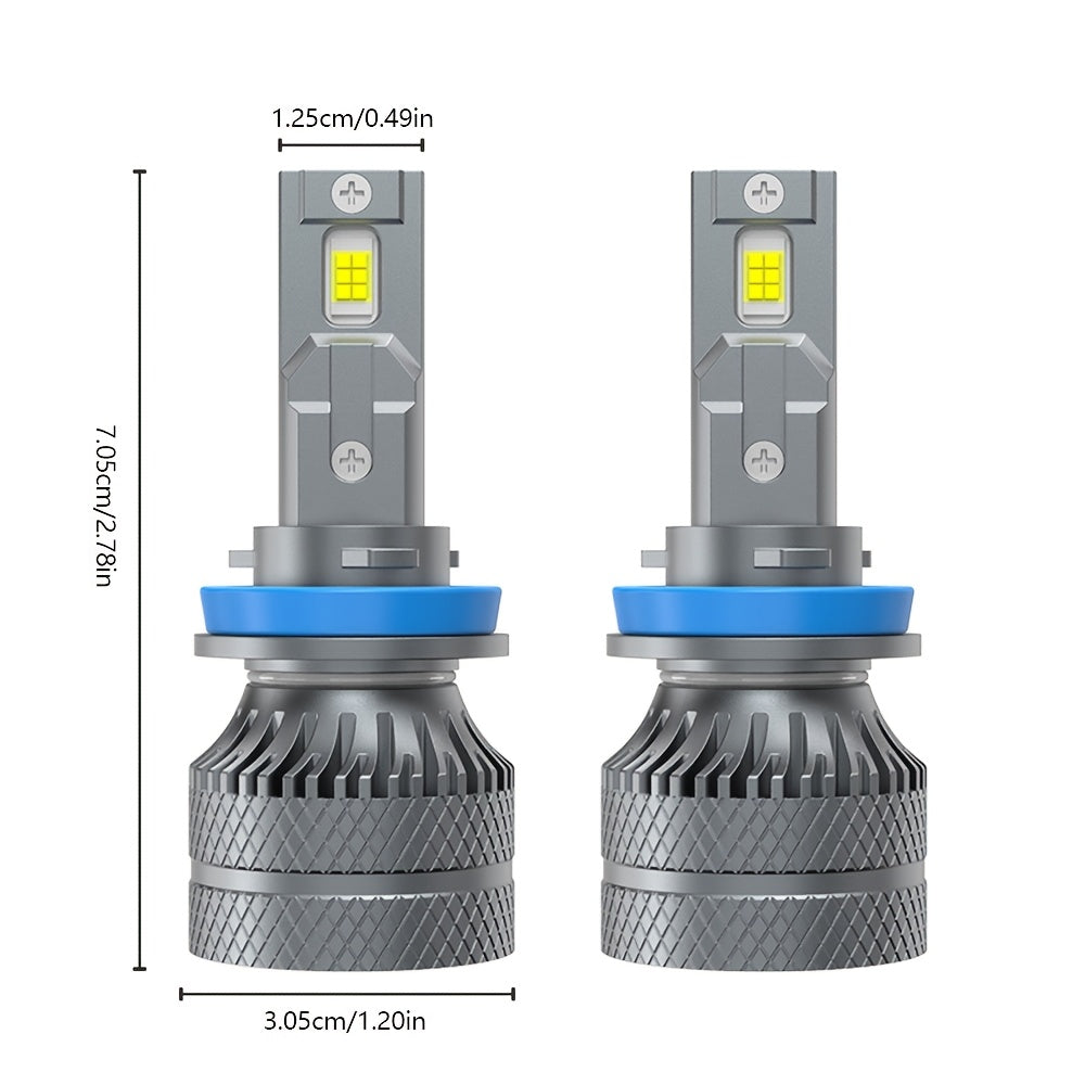 2PCS LED Car Headlights, Compatible with H11/H4/H1/H7, 9005/9006/9012 - 28500LM, Cool White Light, Plug-and-Play System, Built-in & External Driver, No Battery Needed.