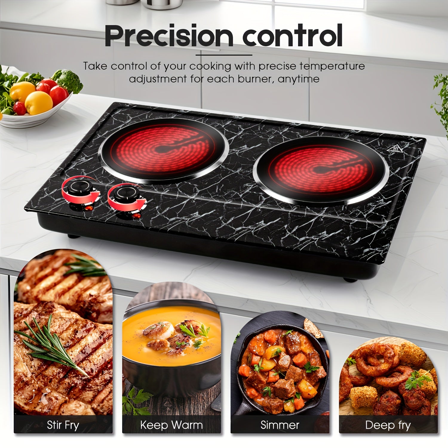 CUSIMAX Electric Hot Plate, 1800W Stainless Steel Single Burner with Temperature Control, Heats in Seconds, Perfect for RV / Home / Camping