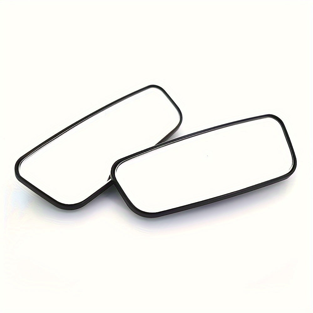 2PCS Rectangle Blind Spot Mirrors Universal Fit for All Vehicle Models, Flat Wide-Angle Adjustable Side Rearview Mirrors, Front Mount, Left Side Installation
