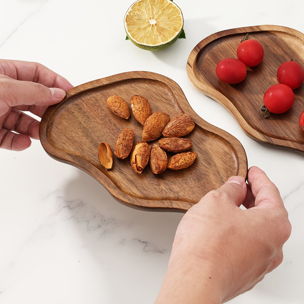 Cross-Border Japanese Acacia Wood Tray, Cloud-Shaped & Peanut-Shaped Tea Tray, Coffee Cup Heat-Resistant Wooden Plate, Cake & Dessert Small Wooden Dish – Factory Direct