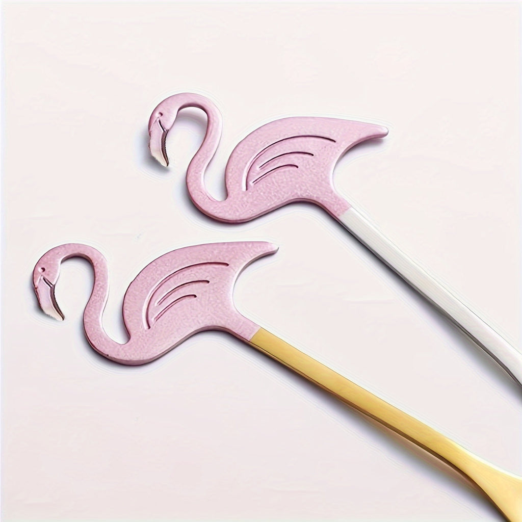 2 Flamingo Spoons, 5.1 Inches, Animal Spoon, Stainless Steel Dessert & Coffee Stirring Spoon, Tea Spoon, Tableware, Kitchen Accessory