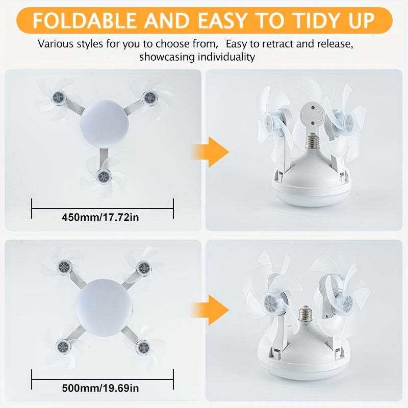Drone Shaped Ceiling Fan with Light, LED Bulb with Remote Control, Dimmable Brightness, 3 Speed Levels, E26 Lamp Base, Quiet Operation, Lightweight & Easy Installation