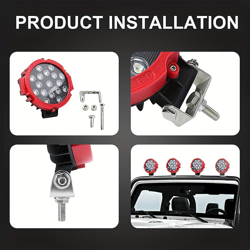 7 inch 51W high brightness LED off-road work light, LED spotlight, car headlight, suitable for truck, jeep, hummer, 12V