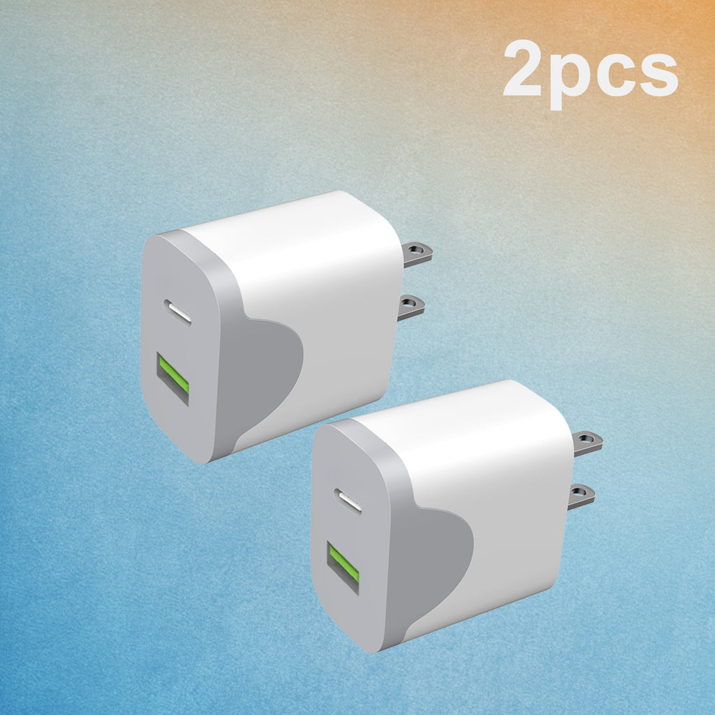 USB C Dual Port Wall Charger Block, for lPhone 16/ 15 Charger USB C Wall Charger Adapter +USB A Quick Charging Brick Plug