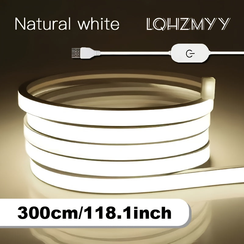 LQHZMYY One COB 霓虹燈條，觸控調光，彈性可裁剪，適用於居家裝飾、室內外使用，創意、窗戶展示、電腦、電視、臥室、節慶裝飾等