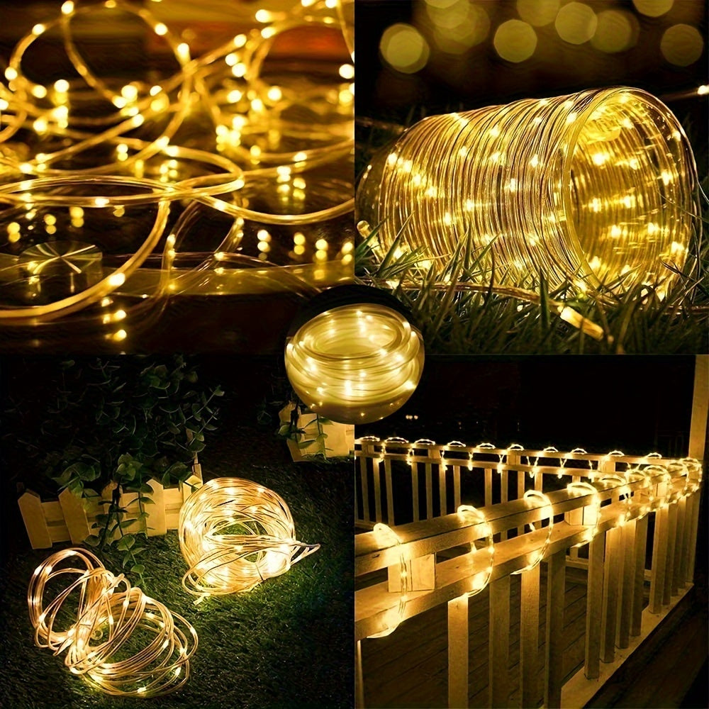 100FT 302 LED 灯带，带遥控器 – 太阳能灯串，适用于花园、露台、庭院、泳池、院子，圣诞节假日装饰
