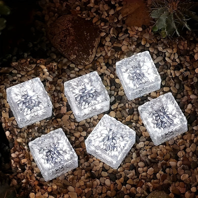 1/6pc太阳能砖灯，冰块立方灯，万圣节景观路径灯，感恩节和圣诞节户外派对太阳能地板灯，用于花园庭院路径，圣诞装饰