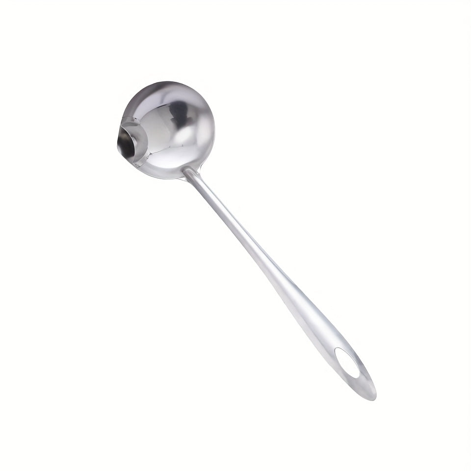 1 Heavy-Duty Stainless Steel Multifunctional Spoon with Two Compartments – Fat & Gravy Separator, Yogurt Tray, Easy-Pour Spout, Sturdy Construction, Compact Design, Space-Saving Kitchen Utensil (Compatible / ), Cooking Accessory