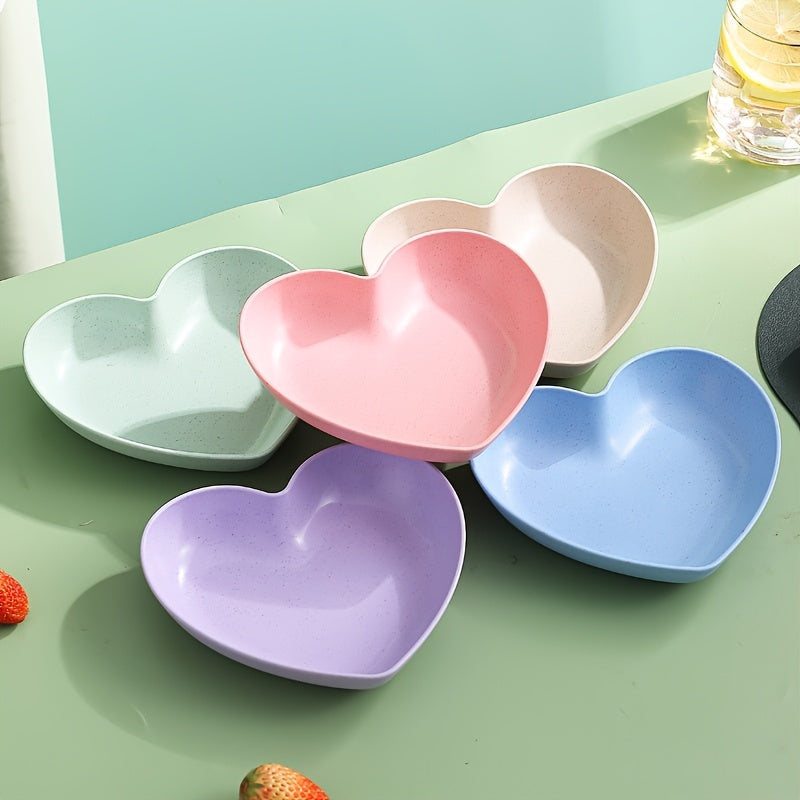 5 or 10 Pieces, Plastic Heart-Shaped Dinner Plate, Fruit Plate, Dessert Plate, Cake Plate, Snack Plate, Pickle Plate – Kitchenware, Kitchen Supplies