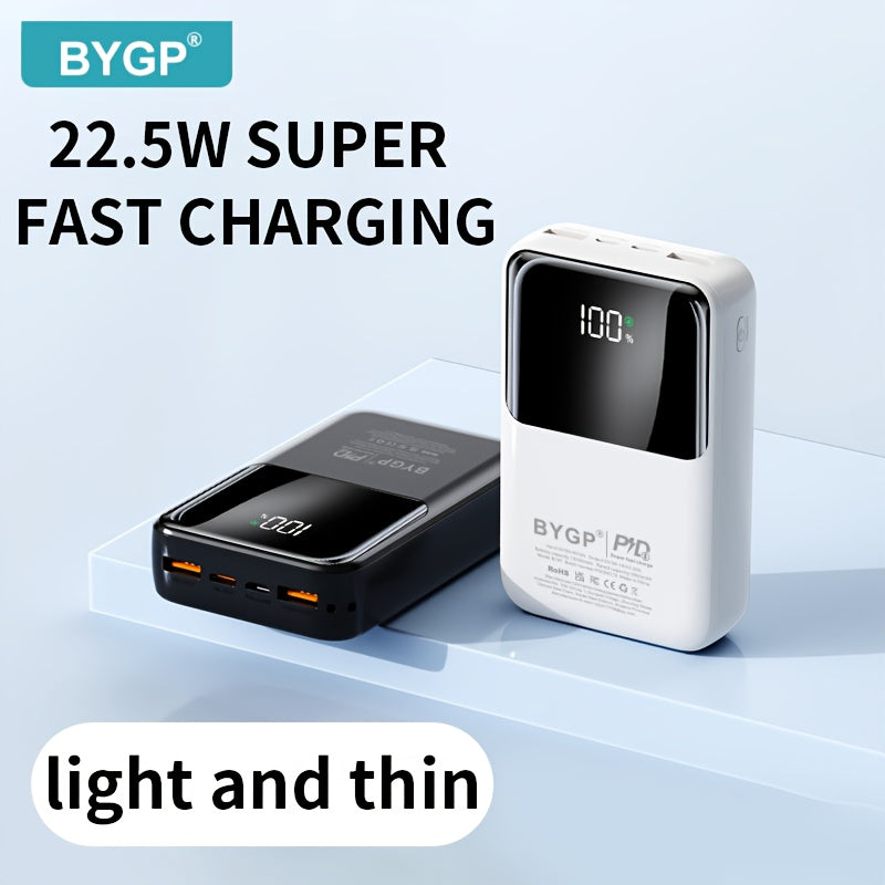 Ultra fast charging mobile power bank 10000mAh/20000mAh - suitable for iPhone PD 20W and Android QC2.0/22.5W, (USB-A/Type-C/mccio) port, LED display screen, outdoor camping emergency backup battery pack