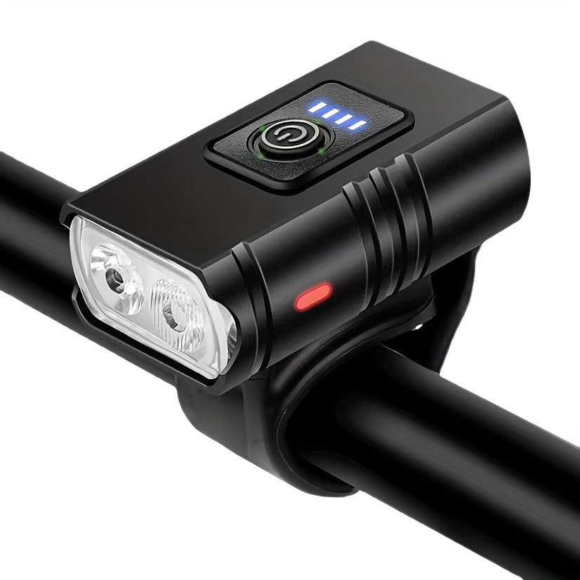 Bicycle Light Rechargeable High Beam Flashlight Night Riding Light Cycling Light with Aluminum Alloy Housing & Battery Level Indicator/