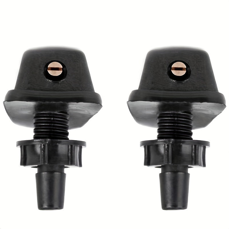 2-Pack Car Windshield Wiper Nozzle Set - Brass Color, Durable Plastic Material, Adjustable Water Flow for Enhanced Cleaning, with Rain Outlet Cap