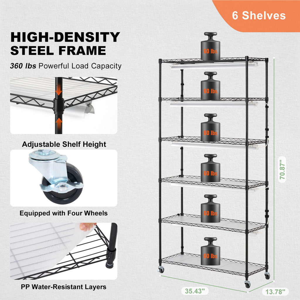 VEVOR Plant Stand with Grow Light, 6-Tier 180cm 120cm / 180cm 90cm 59.1"/70.9" Indoor Plant Grow Rack