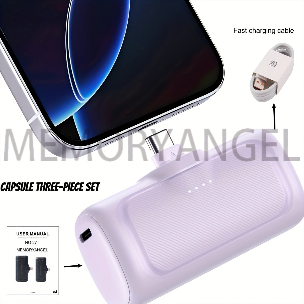 22.5W Fast Charging 5000/10000mAh Mini Portable Charger, USB-C Power Bank, Universal Compatibility, Dual Power Mode, Rechargeable Li-Polymer Battery, for iPhone 16/15 Series & Android Devices