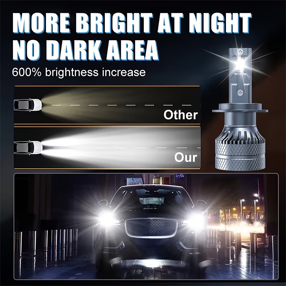 2-Pack O193 H11 LED Headlight Bulbs H11 Super Bright LED Headlights 800W High Power 6500K Color Temperature Compatible with H1, H4, H7 Sockets Improves Night Driving Safety 800% Brightness Increase Fits HB3, 9005, HB4, 9006, HIR2