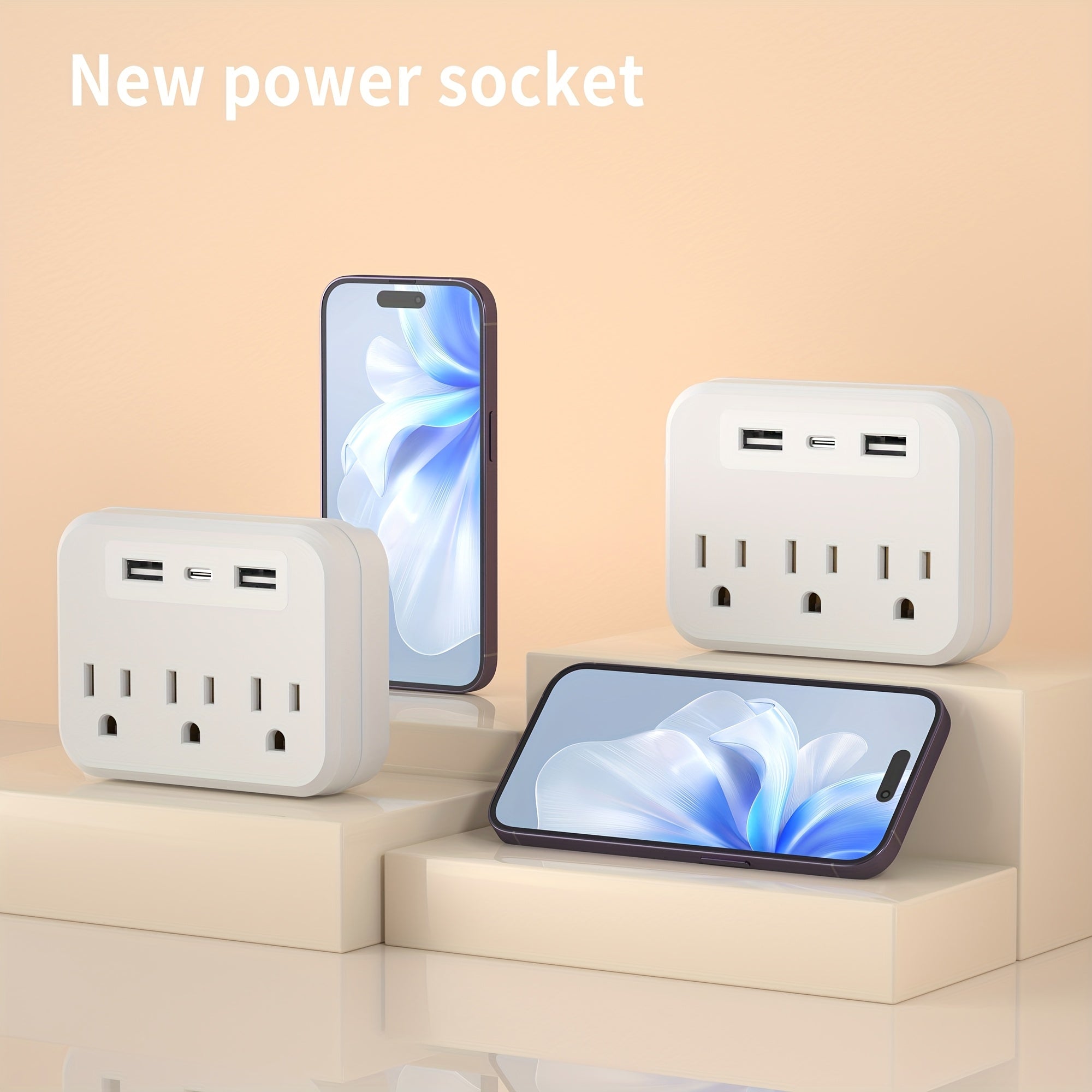 Buy One Get One Free, Compact And Portable Socket Comes with USB Slot And Power Switch, 3 Power Outputs, 2 USB-A And 1 USB-C, Which Is Suitable for Wall Distributor In Office, Bedside And Travel. Wall Charger Adapter Power Board