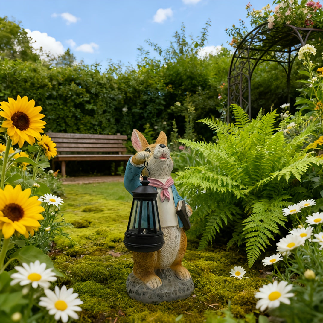 1PCS Solar Couple Rabbit Decorative Light, Cute Ornament, Courtyard Decorative Light, Creative Garden Light, Resin Statue Light, Suitable for Porch, Garden, Courtyard, Very Nice Gift