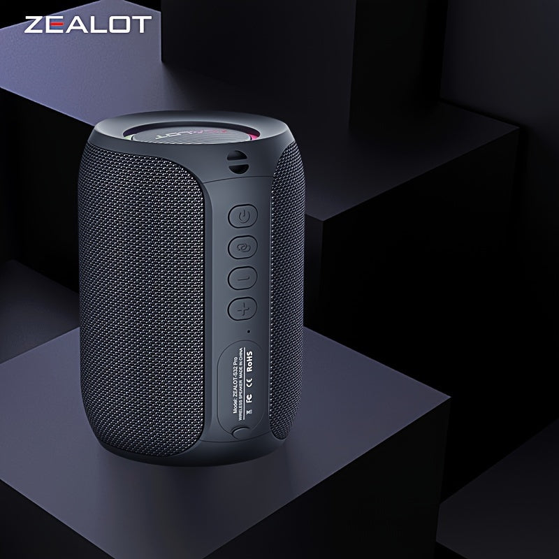Zealot S32 Pro 无线音箱，便携式重低音炮，适合户外使用，无线音响系统，双设备配对，3600mAh电池可提供12小时响亮立体声播放时间，强劲低音。包含充电和Aux线。